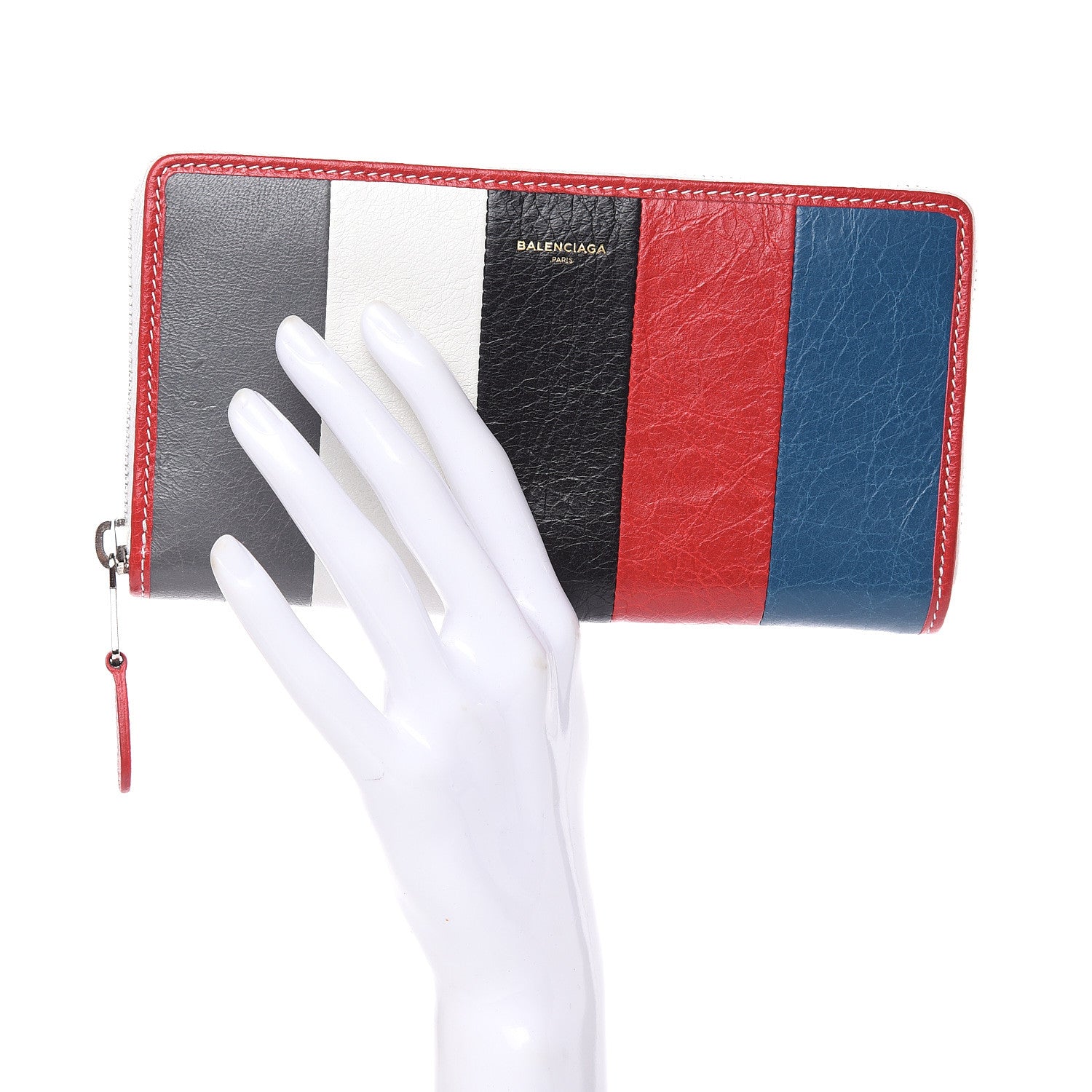 Balenciaga Agneau Arena Multicolore Bazar Continental Zip Around Wallet Grey White Black Red Blue 2 of 10