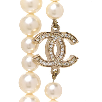 Chanel Graduated Pearl Crystal CC Long Necklace Gold 4 of 5