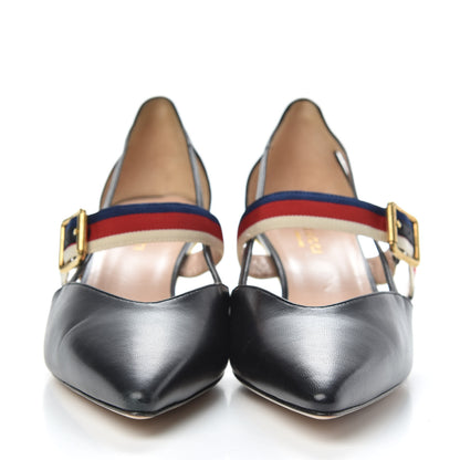 Gucci Malaga Kid Grosgrain Sylvie Web Bamboo Low Heel Pumps 40 Black 2 of 9