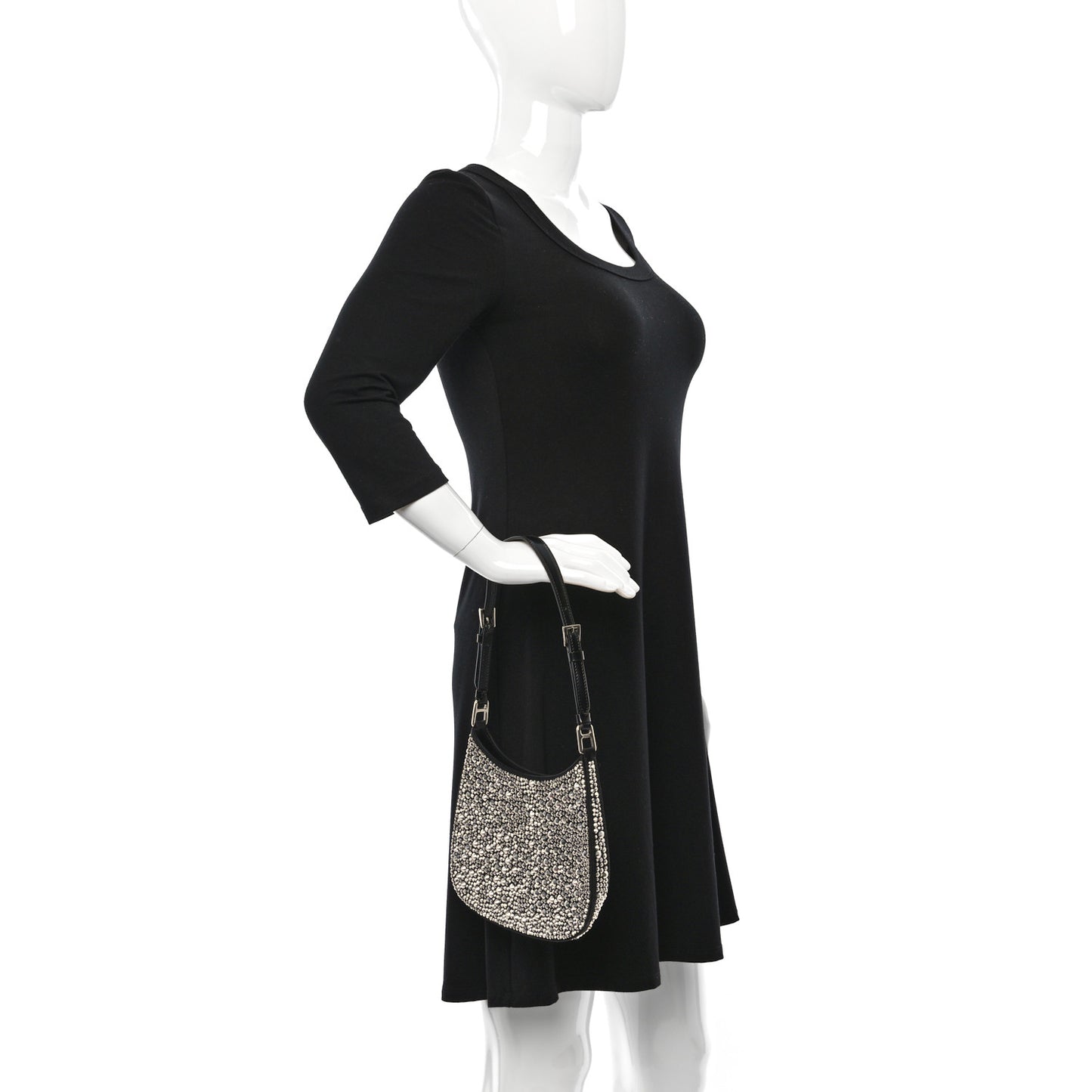 Satin Crystal Cleo Adjustable Strap Shoulder Bag Metal