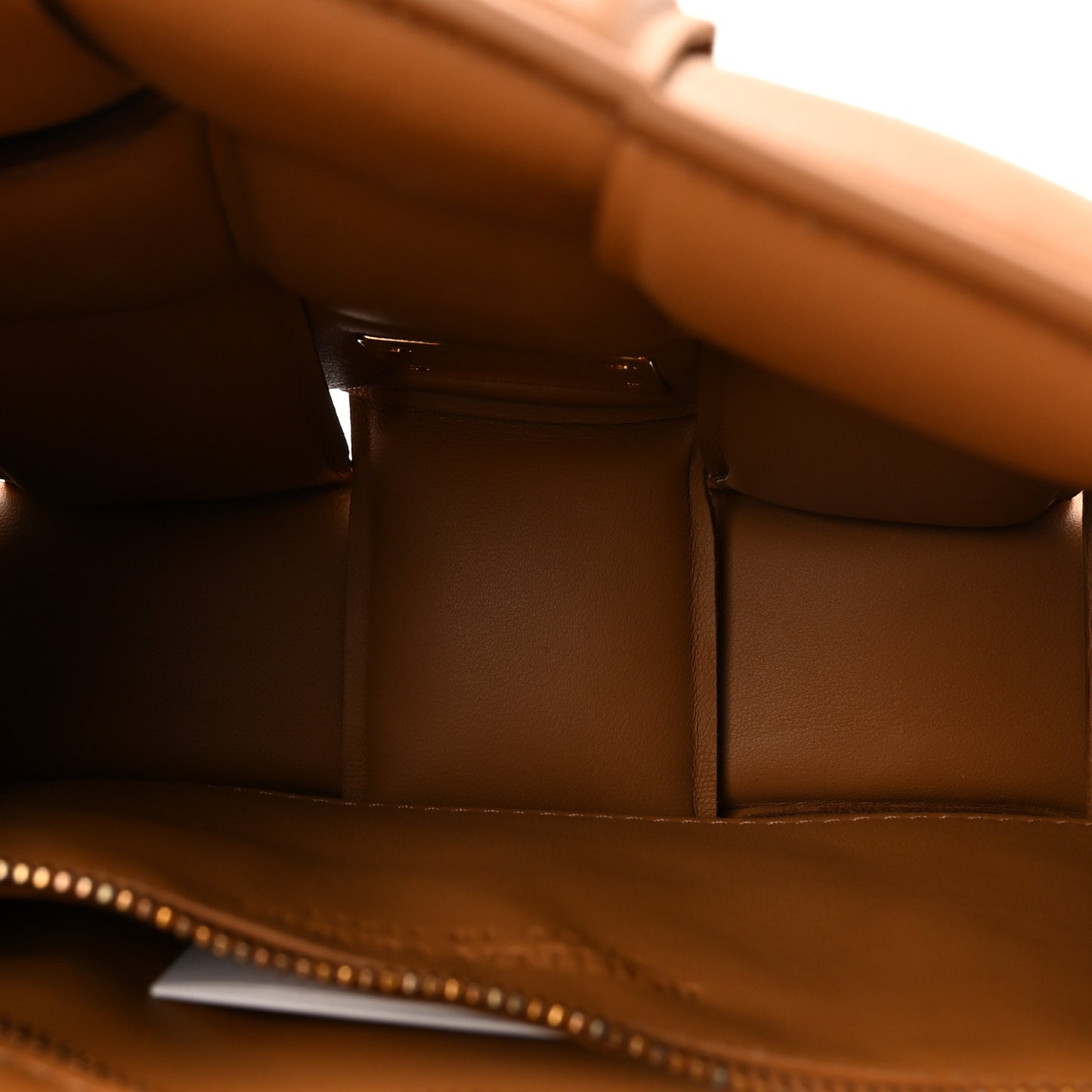 Lambskin Maxi Intreccio Padded Chain Cassette Crossbody Bag Caramel
