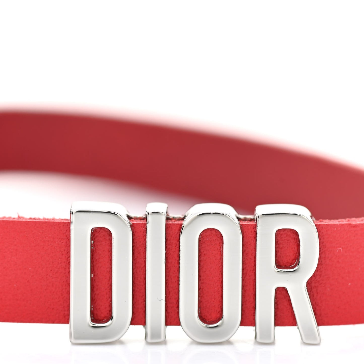 Calfskin Dior Heart Double Bracelet Red