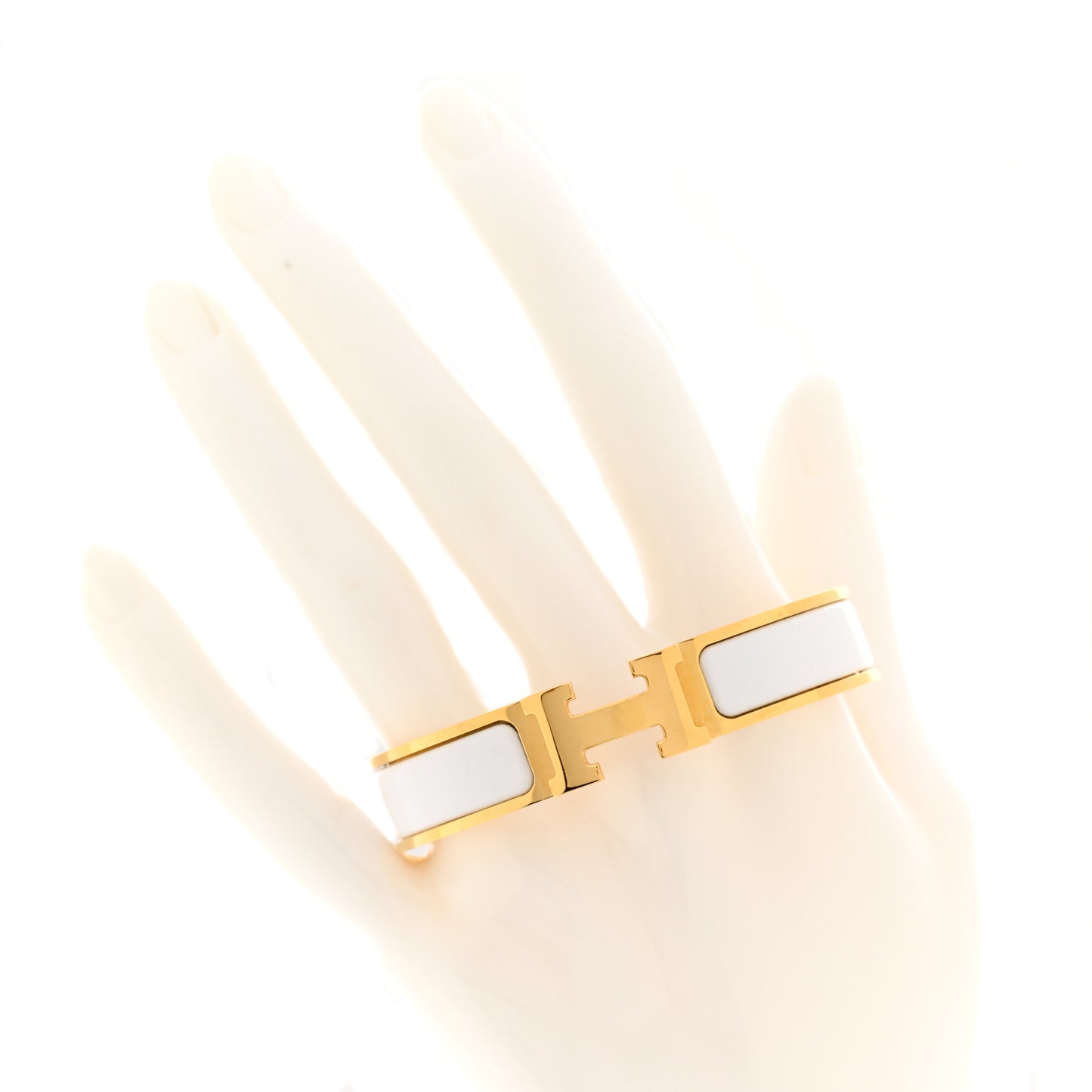 Enamel Narrow Clic Clac H Bracelet PM White