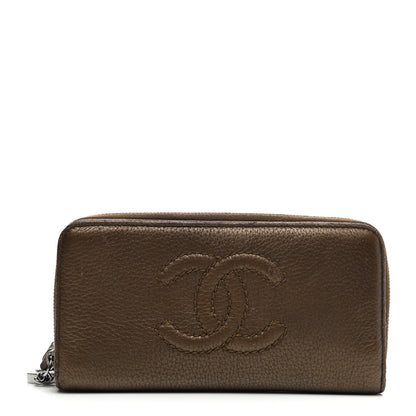 Chanel Metallic Calfskin Large Timeless Zip Around Wallet Brown 1 of 16