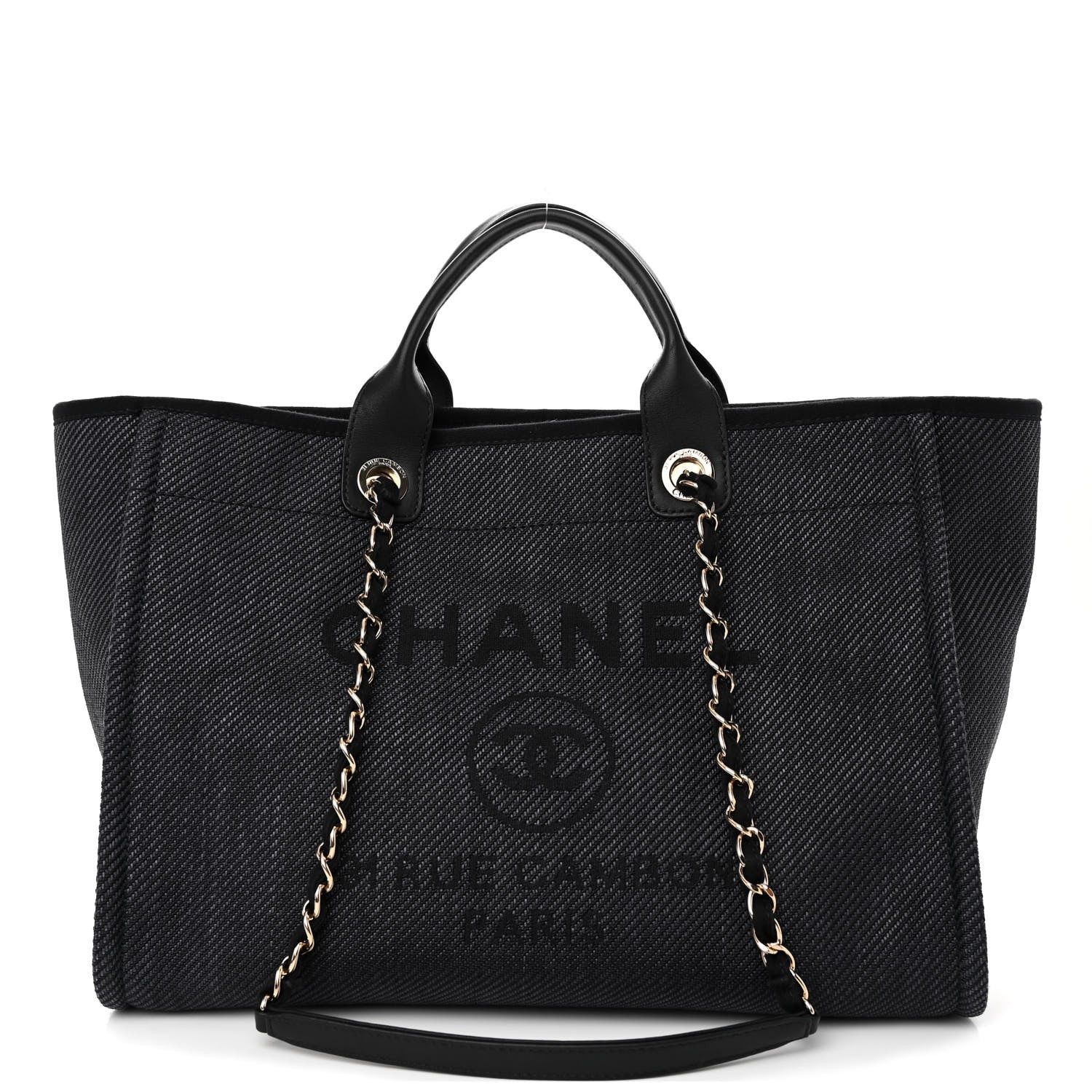 Chanel Woven Straw Raffia Medium Deauville Tote Black 1 of 10