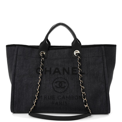 Chanel Woven Straw Raffia Medium Deauville Tote Black 1 of 10