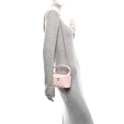 Chanel Shiny Caviar Hobo Clutch With Chain Light Pink 2 of 11