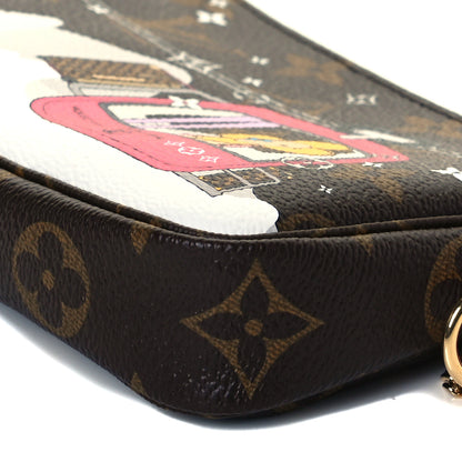 Louis Vuitton Monogram 2019 Christmas Animation Mini Courchevel Pochette Accessories Fuchsia 6 of 7