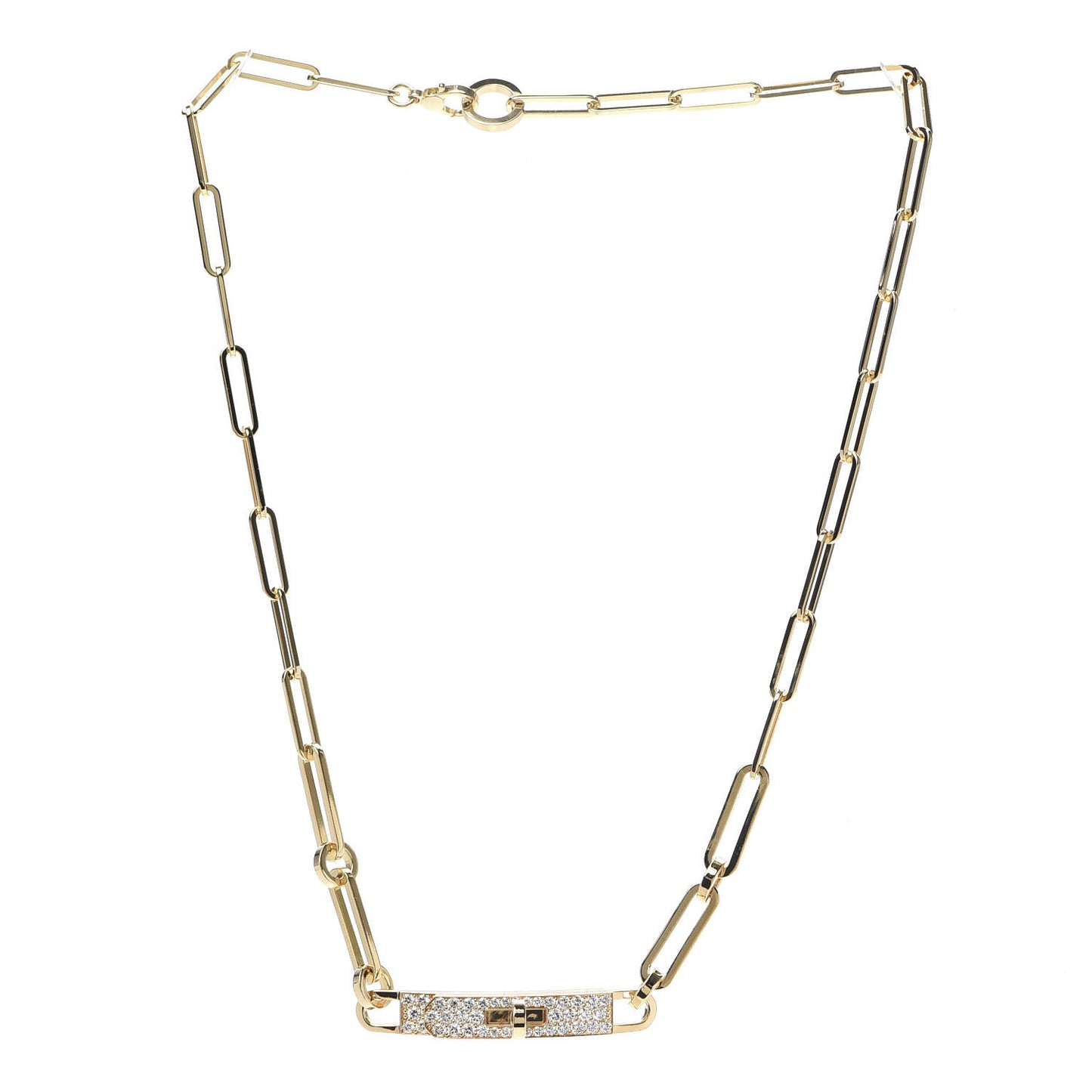 18K Yellow Gold Diamond Pave Kelly Chaine Choker Necklace