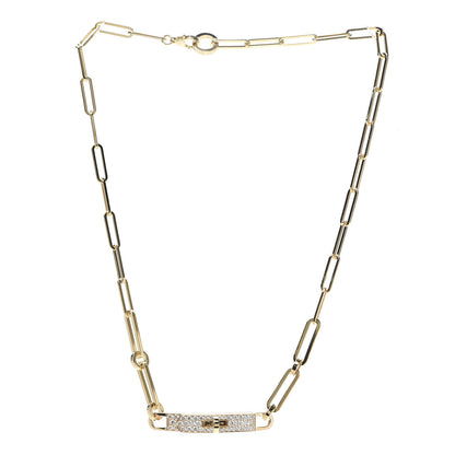 Hermes 18K Yellow Gold Diamond Pave Kelly Chaine Choker Necklace 3 of 5