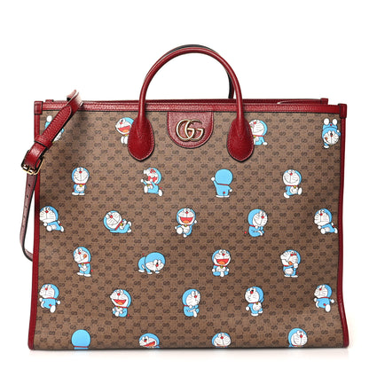 Gucci X DORAEMON Mini Vintage GG Supreme Monogram Large Tote Bag Beige Cherry Red 1 of 14