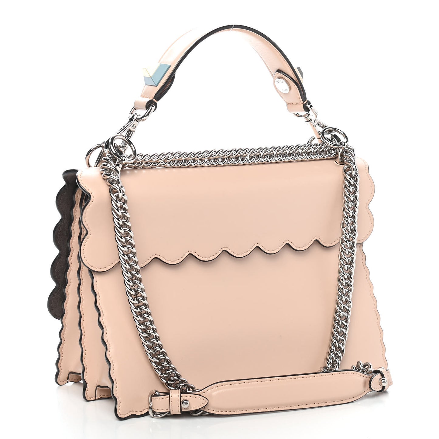 Vitello Liberty Scalloped Studded Kan I Shoulder Bag Plaster