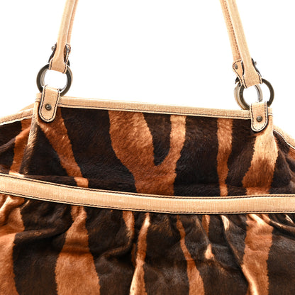Fendi Calf Hair Zebra Print Chef Shopper Tote  White Brown 8 of 16