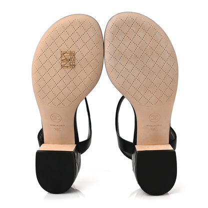 Chanel Goatskin Fantasy CC Crystal Thong Sandals 36 Black 5 of 8