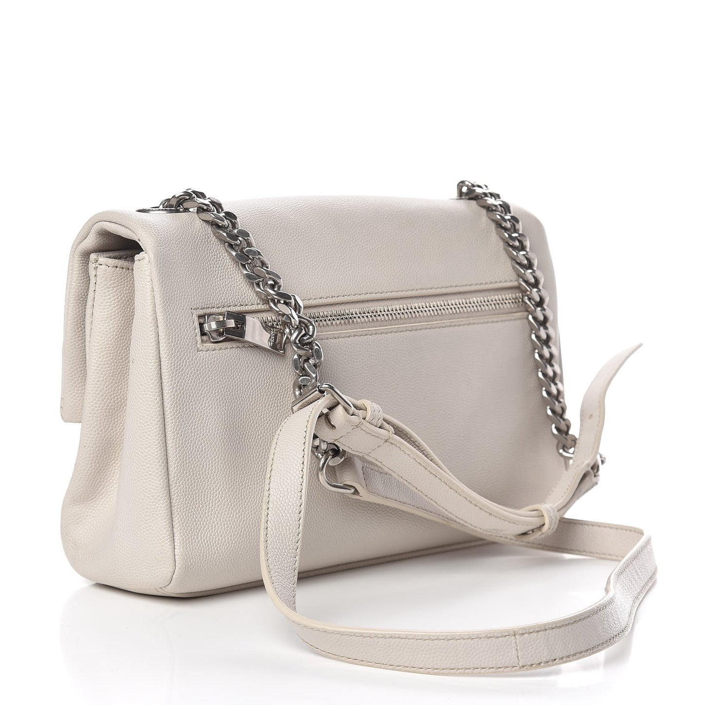 Grain De Poudre Small West Hollywood Monogram Fold-Over Bag Pearl White