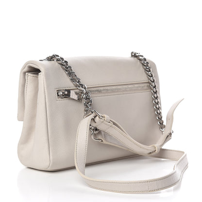 Saint Laurent Grain De Poudre Small West Hollywood Monogram Fold-Over Bag Pearl White 3 of 12