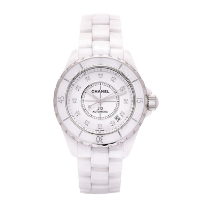 Chanel Stainless Steel Ceramic Diamond 38mm J12 Automatic Watch White 1 of 7