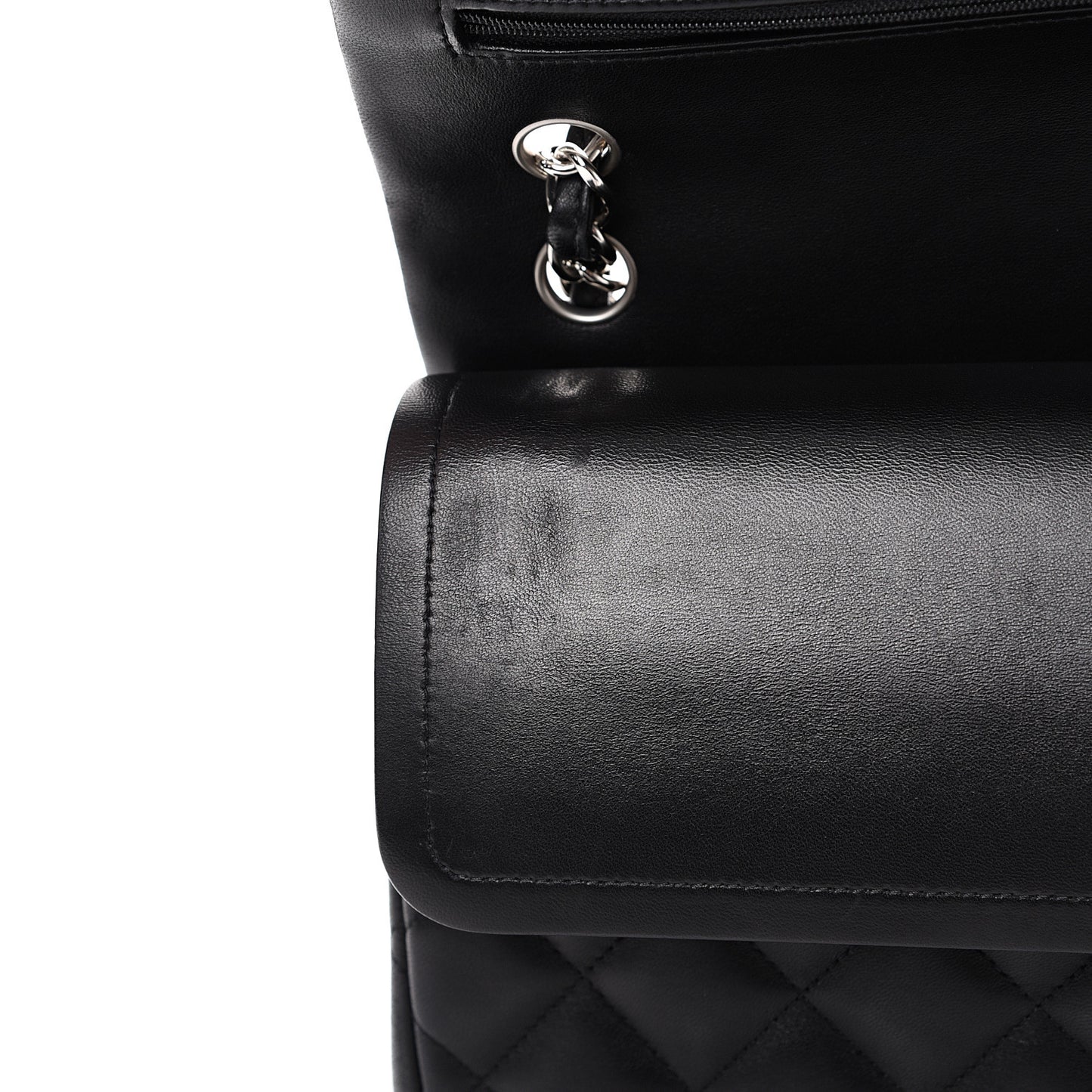 Lambskin Quilted Jumbo Double Flap Black