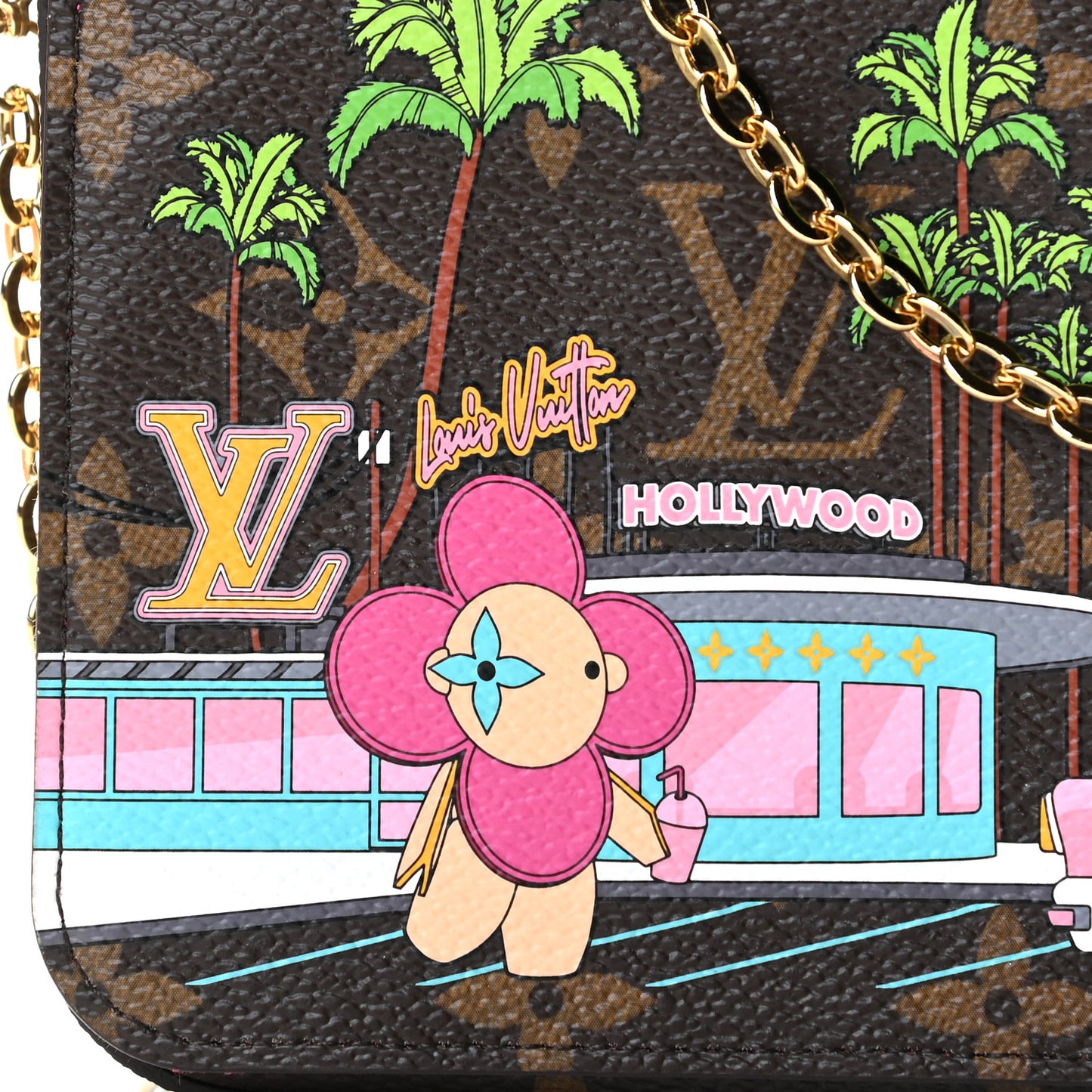 Monogram 2021 Christmas Animation Hollywood Pochette Felicie Chain Wallet Fuchsia