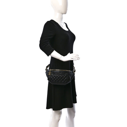 Chanel Lambskin Quilted Waist Bag Fanny Pack Black 2 of 9