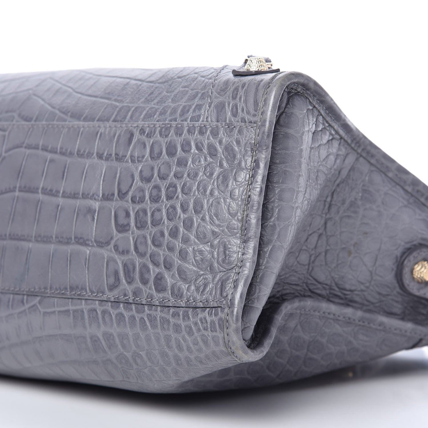 Balenciaga Calfskin Crocodile Embossed Giant 12 Gold Hardware City Gris Beton 7 of 9