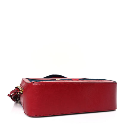 Gucci Suede Calfskin Web Small Ophidia Top Handle Shoulder Bag New Blue Romantic Cherry 4 of 9