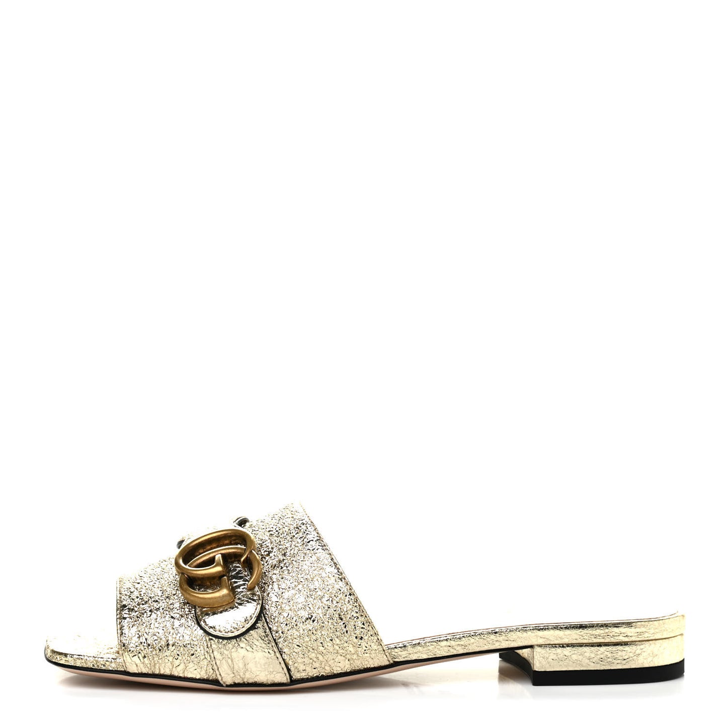 Galassia GG Marmont Flat Slide Sandals 37 Platino