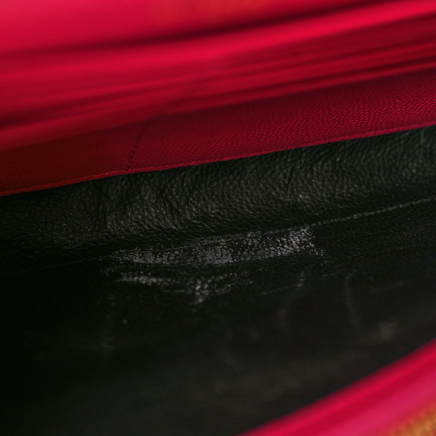 Grain De Poudre Matelasse Chevron Monogram Chain Wallet Lipstick Fuchsia