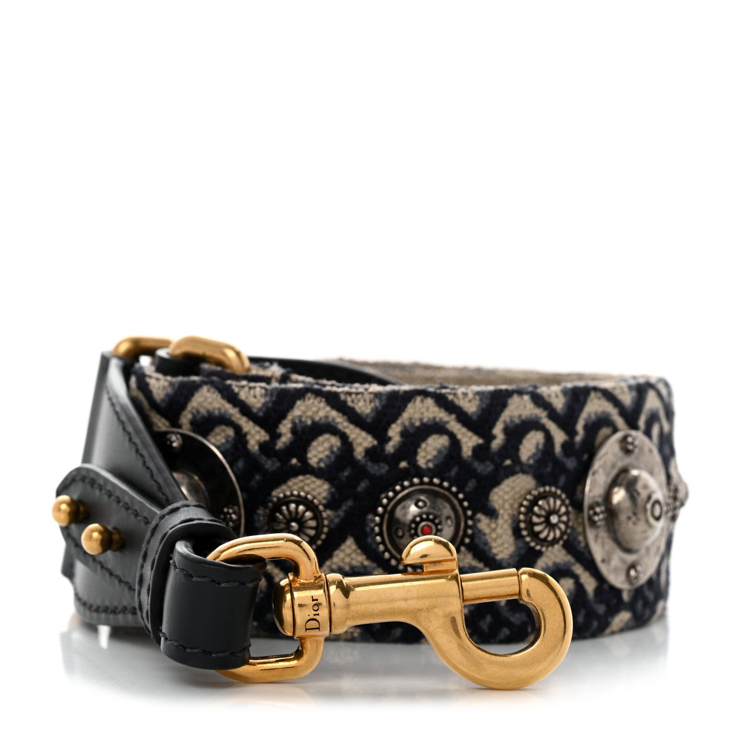 Christian Dior Oblique Studded Shoulder Strap Blue 1 of 5