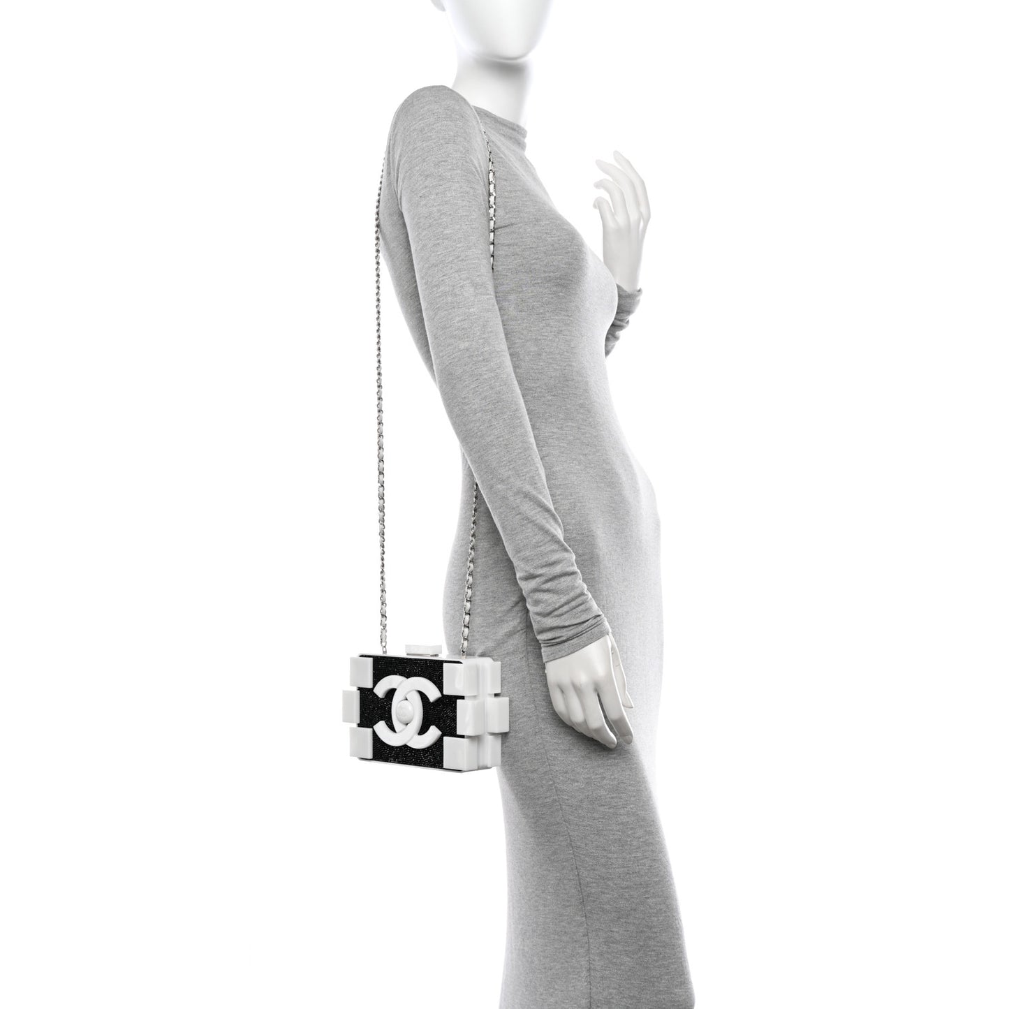 Plexiglass Crystal Lego Clutch White Black
