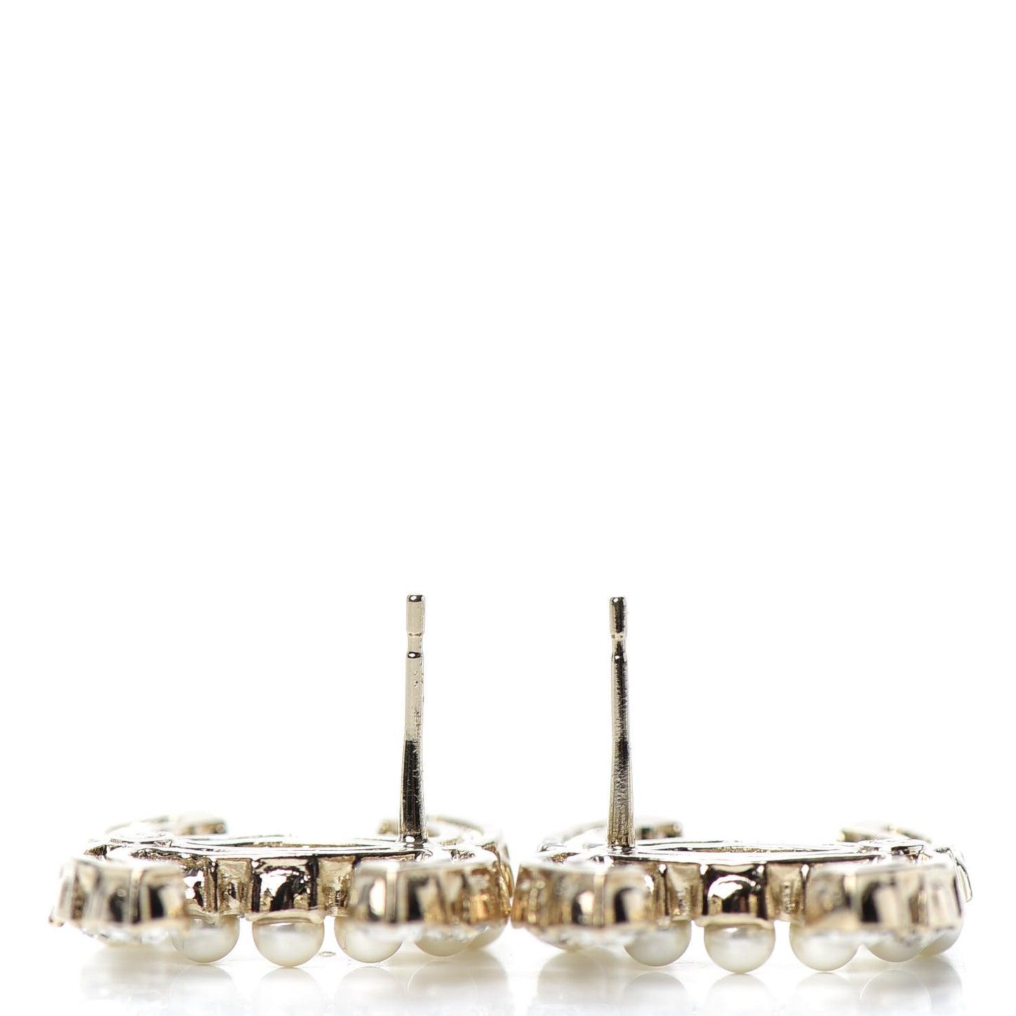 Crystal Pearl CC Dazzling Domino Earrings Gold