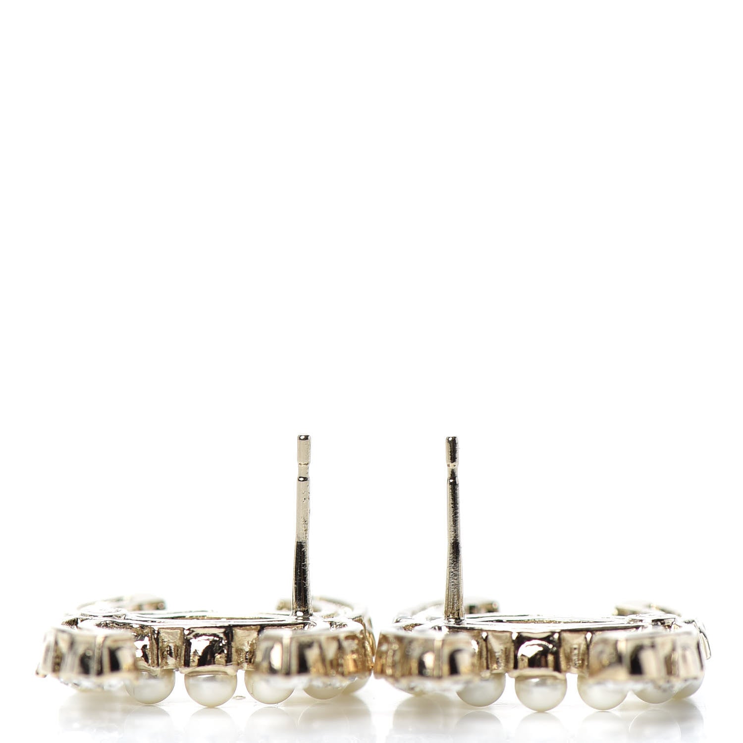 Chanel Crystal Pearl CC Dazzling Domino Earrings Gold 3 of 4