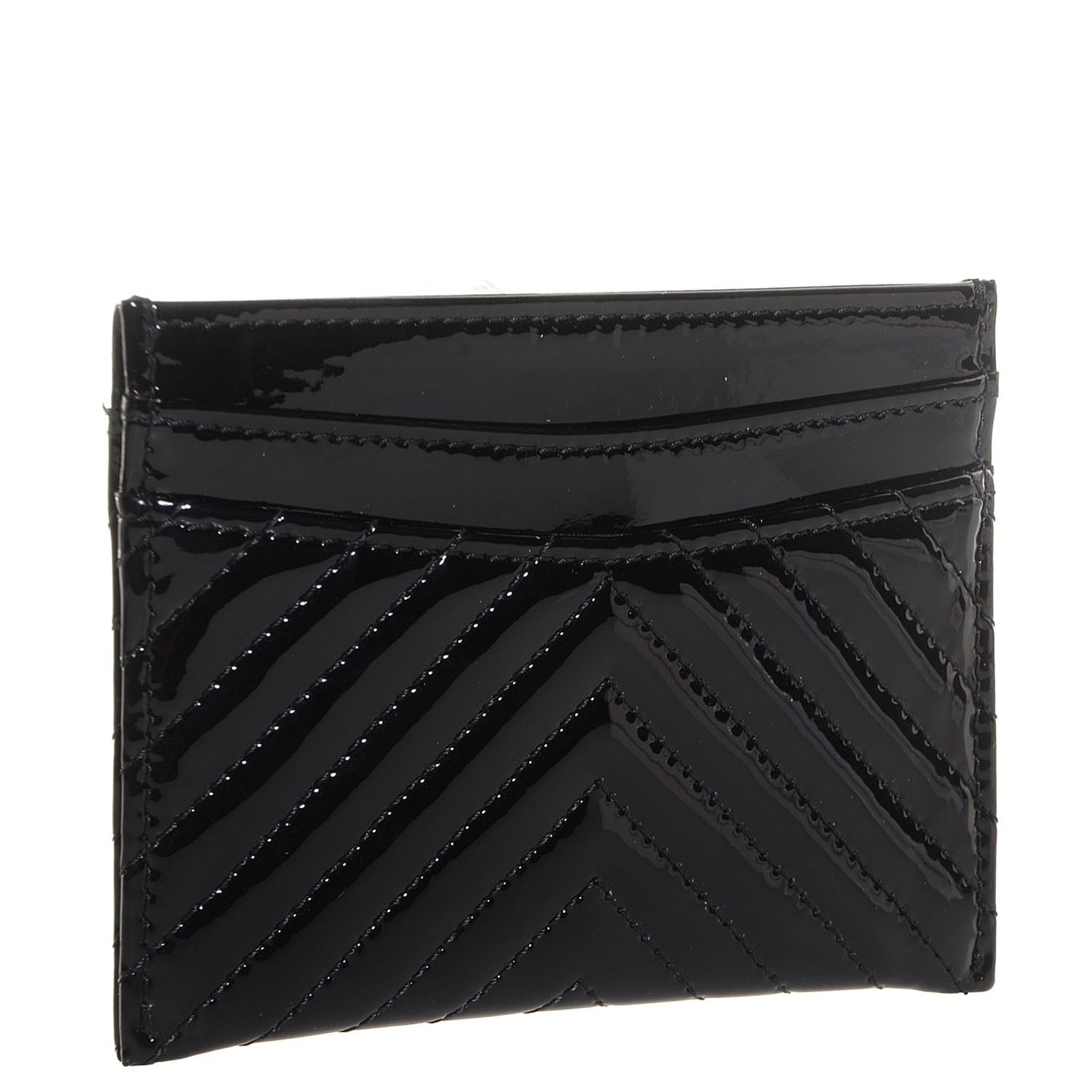 Patent Chevron Card Holder Black
