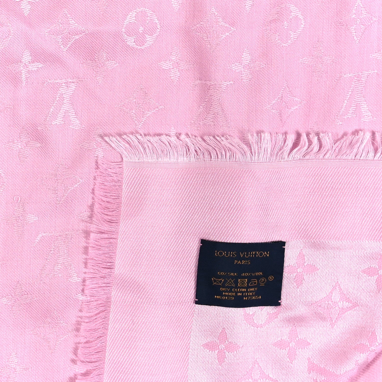 Louis Vuitton Silk Wool Monogram Shawl Velvet Rose 2 of 3
