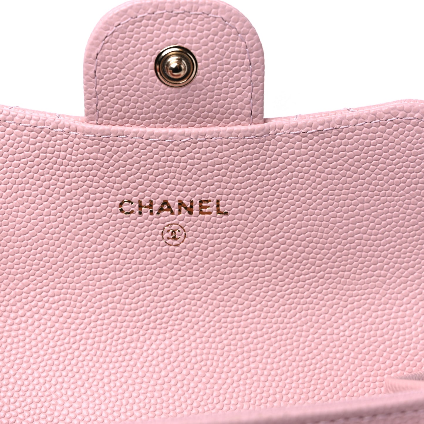Caviar Quilted Flap Card Holder Wallet Light Pink
