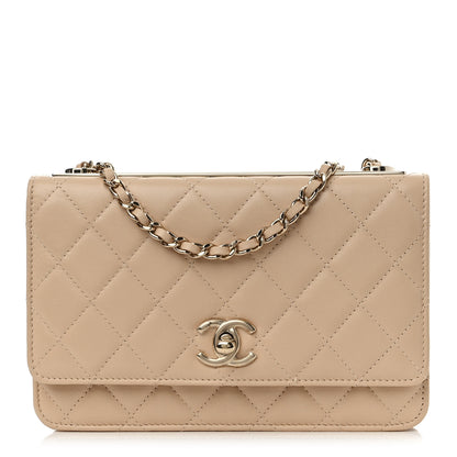 Chanel Lambskin Quilted Trendy CC Wallet On Chain WOC Beige 1 of 12