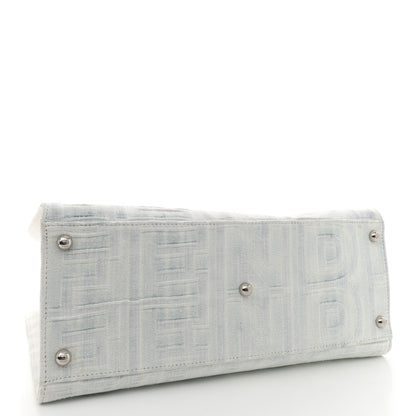 Fendi X MARC JACOBS Bleached Denim Vitello King Plexiglass Logo Medium Sunshine Shopper Tote Off White 4 of 16