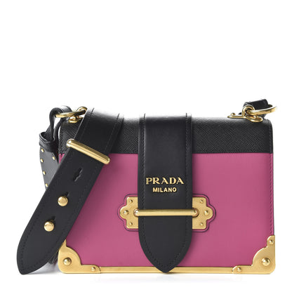 Prada City Calf Saffiano Cahier Bag Fuxia Black 1 of 9