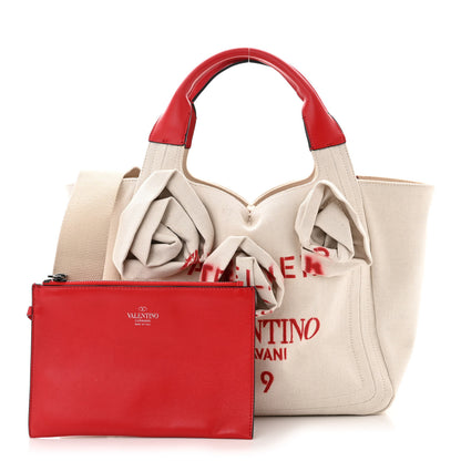 Valentino Garavani Canvas Large Atelier 09 Rose Blossom Edition Tote Bag Naturale 3 of 13