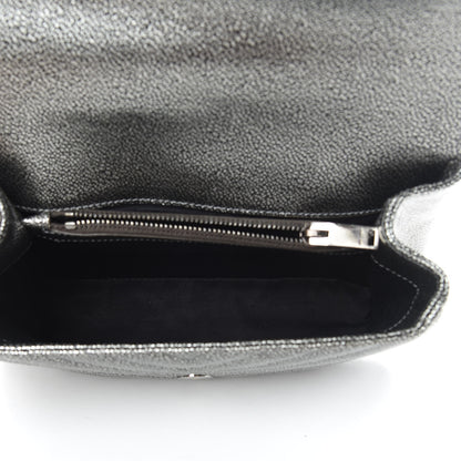 Saint Laurent Metallic Grain De Poudre Matelasse Chevron Monogram Medium College Bag Gunmetal 5 of 12