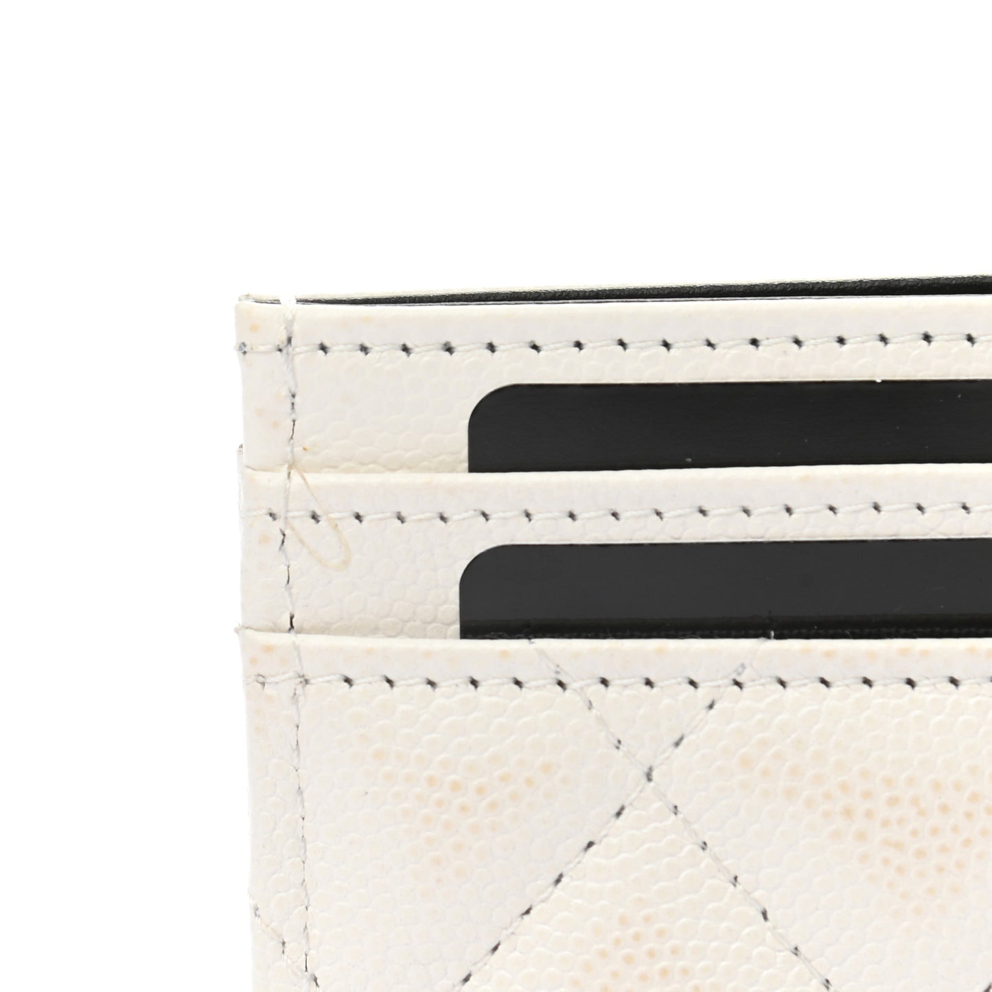 Caviar Quilted My Everything Card Holder White Black