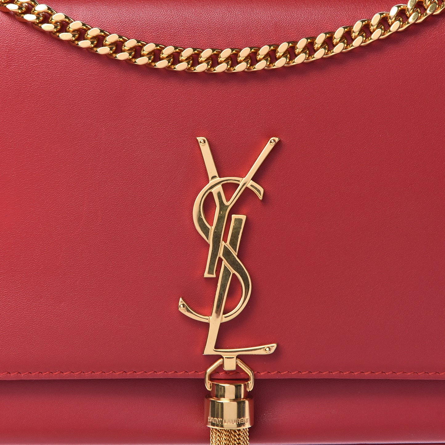 Smooth Calfskin Medium Classic Monogram Kate Tassel Satchel New Red