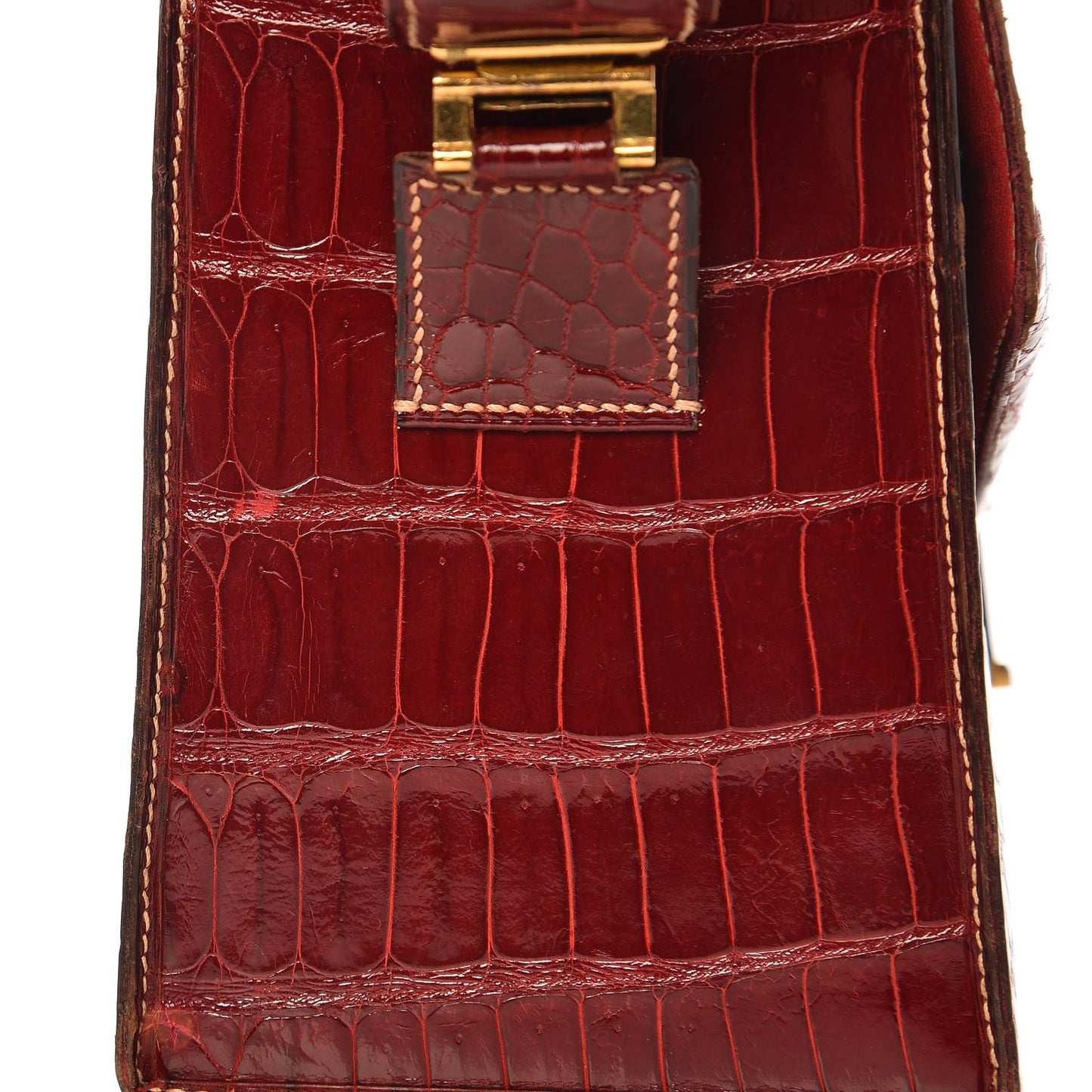 Shiny Porosus Crocodile Handbag Rouge H