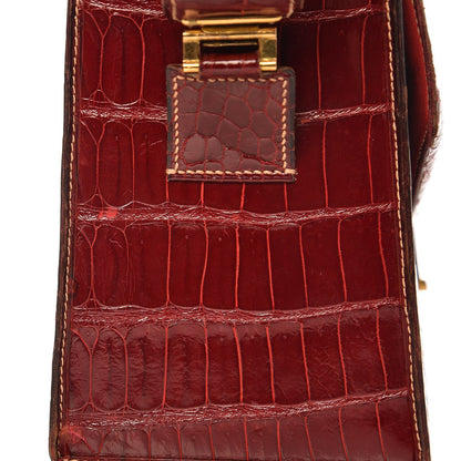 Hermes Shiny Porosus Crocodile Handbag Rouge H 12 of 13