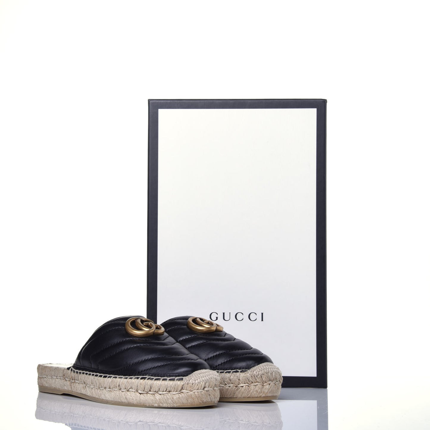 Nappa Matelasse GG Marmont Espadrille Slippers 35 Black