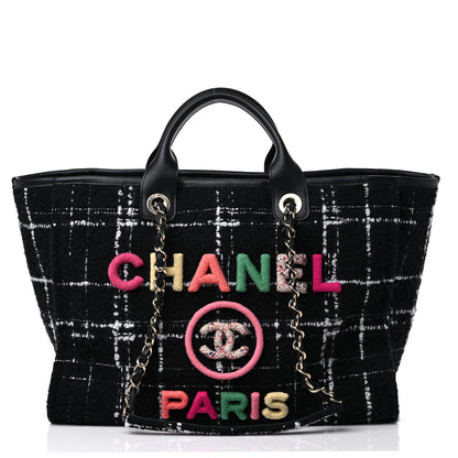 Chanel Tweed Medium Deauville Tote Black White Multicolor 3 of 10