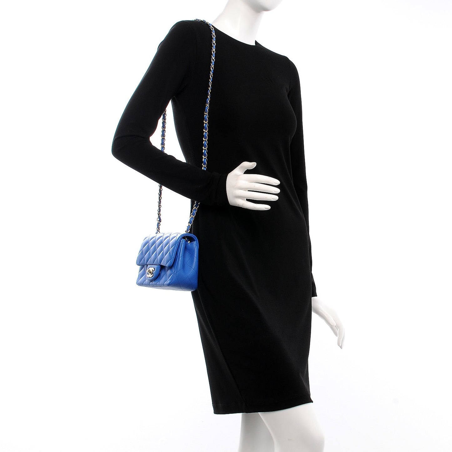 Lambskin Quilted Mini Square Flap Blue