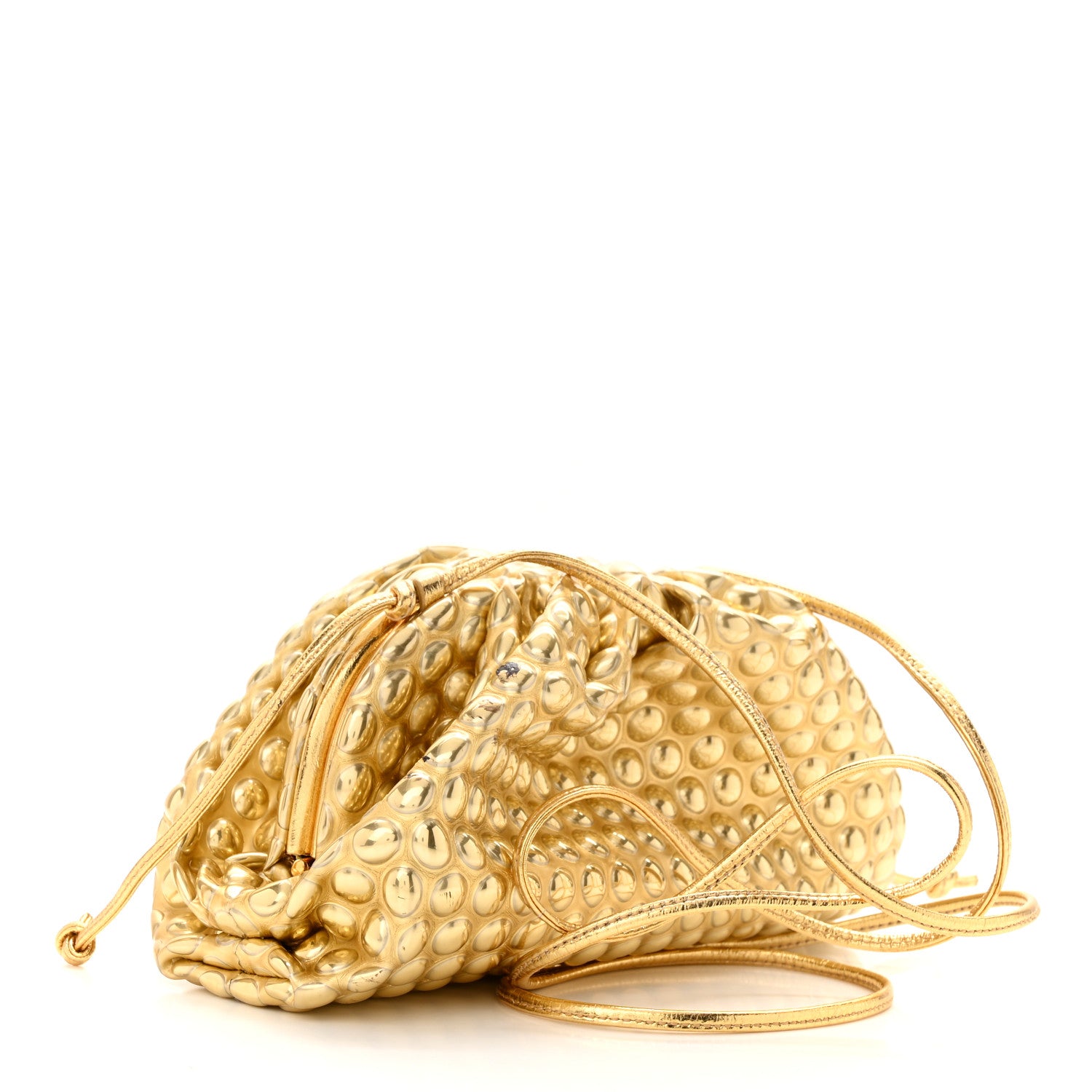 Bottega Veneta Metallic Fabric Bubble Wrap The Mini Pouch Gold 3 of 11