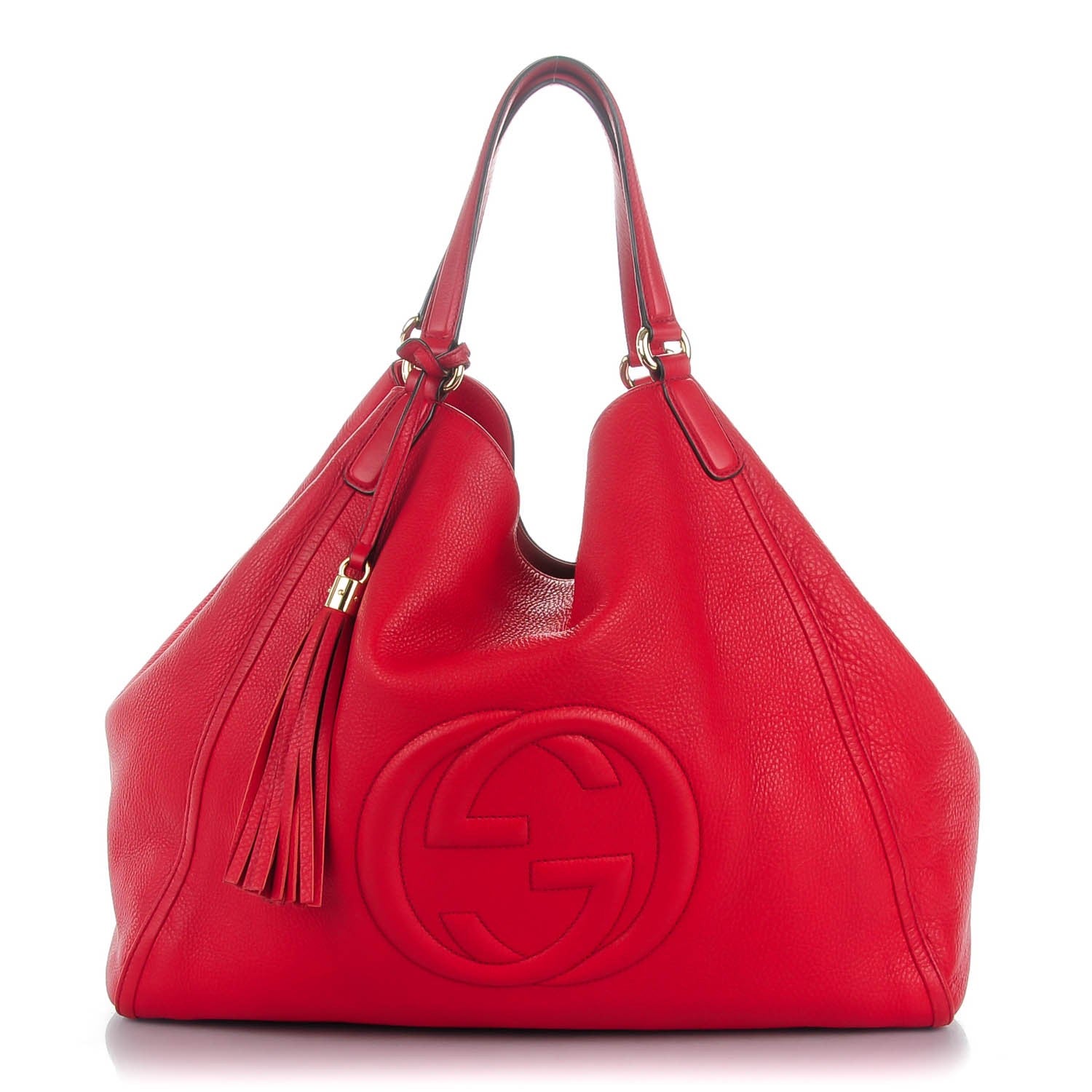 Gucci Pebbled Calfskin Large Soho Shoulder Bag Red 1 of 7