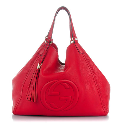 Gucci Pebbled Calfskin Large Soho Shoulder Bag Red 1 of 7